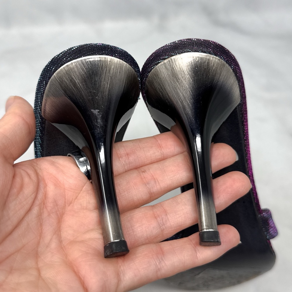 Giuseppe Zanotti Vicini Vintage Y2K Glitter Lurex Slide Mule Sandal Heels Retro - Picture 9 of 15